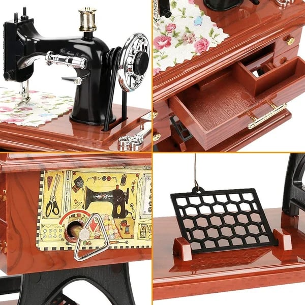 Wooden Mini Sewing Machine Music Box