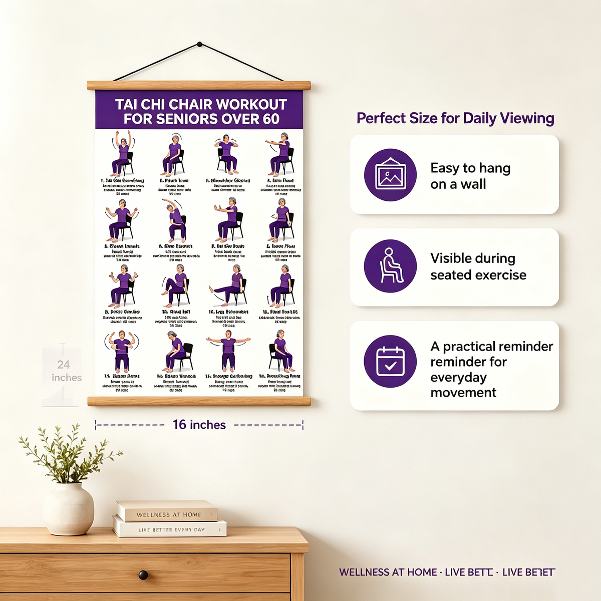 Tai Chi Chair Workout Chart For Seniors (16 X 24 Inches)