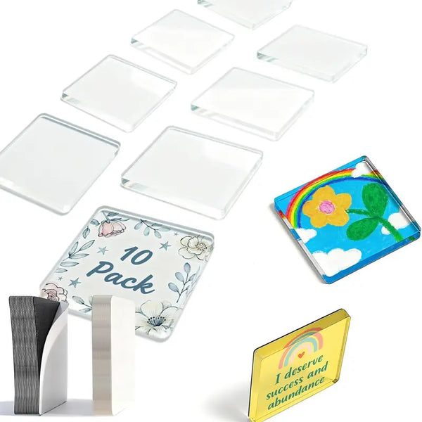 10-Pcs Magnetic Clear Acrylic Photo Frames DIY Fridge Magnets