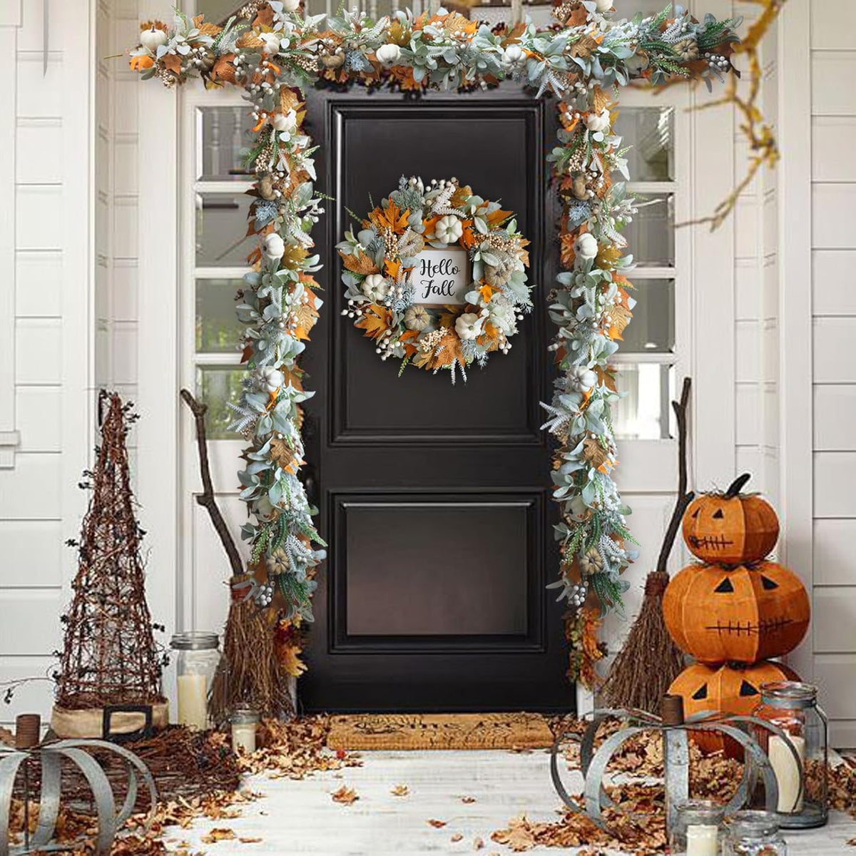 🔥Last Day 60% OFF🍁Lighted Autumn Maple Leaf Garland- Warm LED Fall Mantel, Window & Doorway Decor🍂