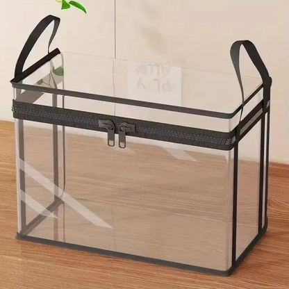 New Upgrade-Large Clear Thick Plastic Storage Box With Hinged Lid
