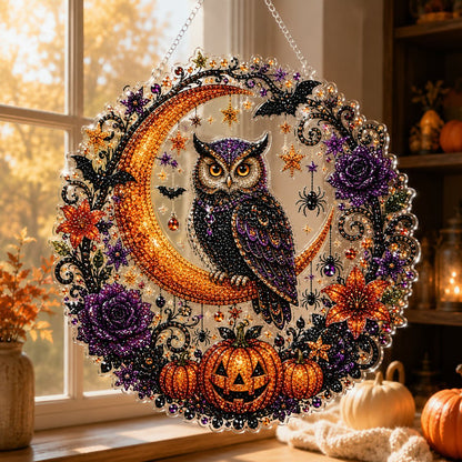 Halloween Black Cat Moon Diamond Art Hanging Ornament Kit