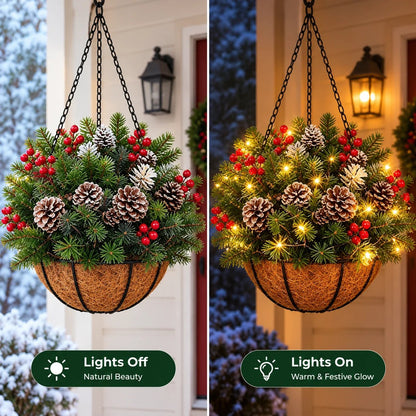 🎄 50% OFF Christmas Hanging Baskets ✨ Festive Lights, Instant Holiday Charm!