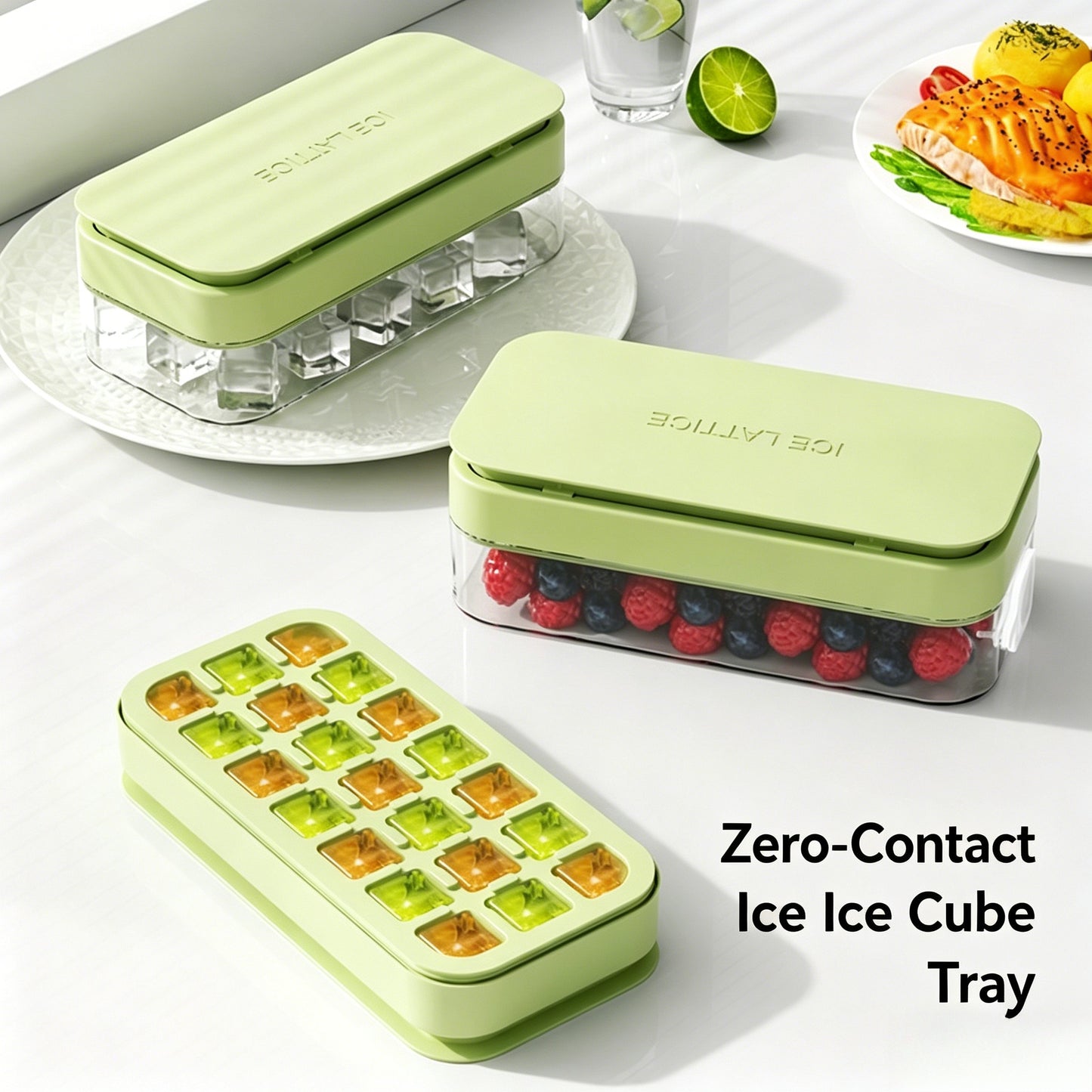 21 Compartment Press Type Ice Mold With Storage Box