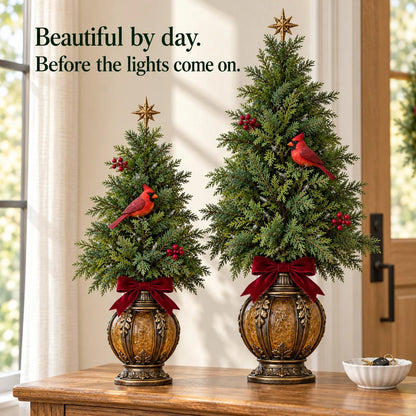 🐦🎄 Cardinal Glow Trees™ | Lighted Christmas Lantern Decor