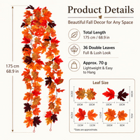 Artificial Maple Leaf Garland(175cm)