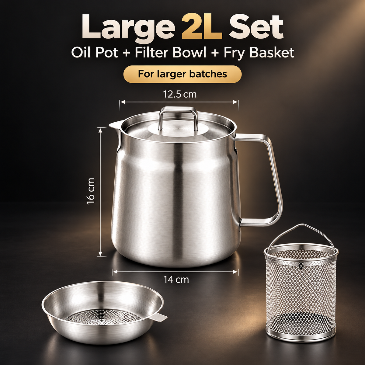 🔥Best Sale🔥-🍟 3-in-1 Stainless Steel Deep Fryer Pot with Oil Filter & Fry Basket