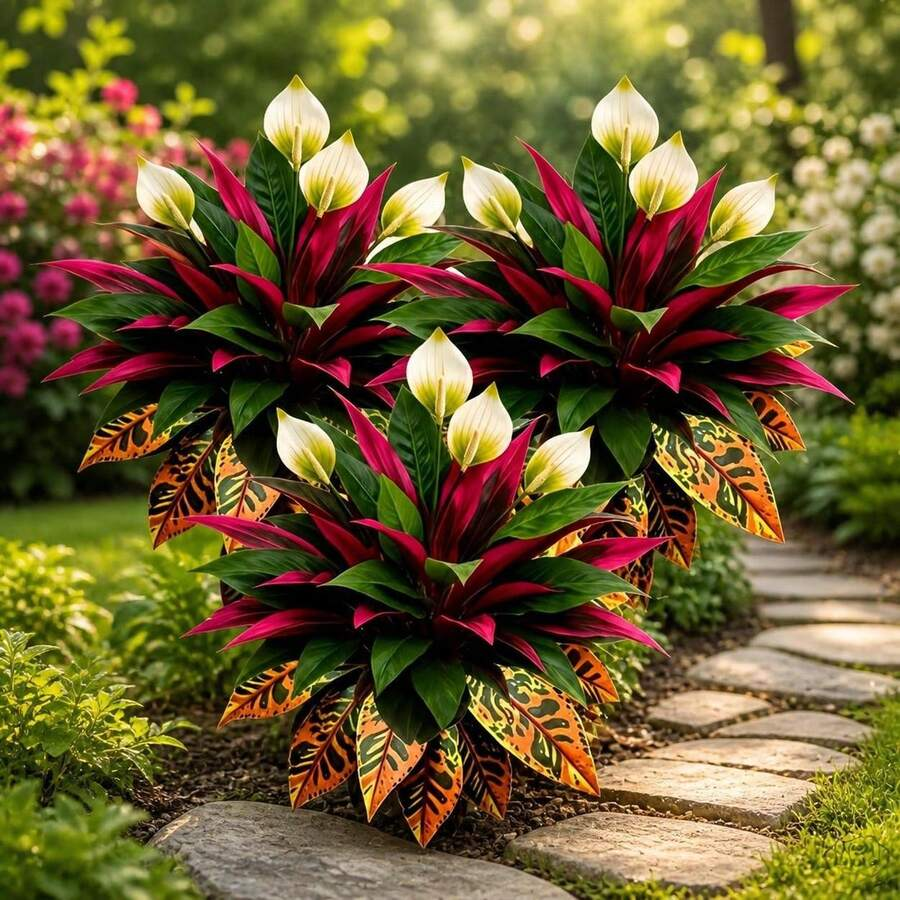 🍁Autumn Sale 45% OFF🍂Autumn Red & White Contrast Artificial Plants, Realistic Faux Autumn Greenery, Decorative Artificial Shrub
