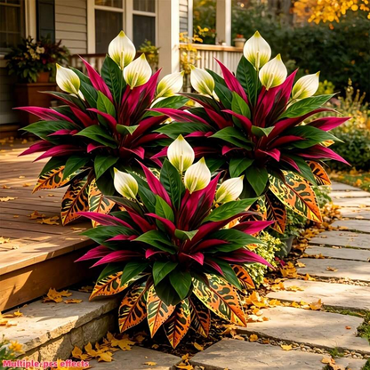 🍁Autumn Sale 45% OFF🍂Autumn Red & White Contrast Artificial Plants, Realistic Faux Autumn Greenery, Decorative Artificial Shrub