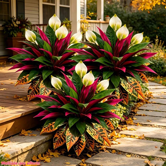 🍁Autumn Sale 45% OFF🍂Autumn Red & White Contrast Artificial Plants, Realistic Faux Autumn Greenery, Decorative Artificial Shrub
