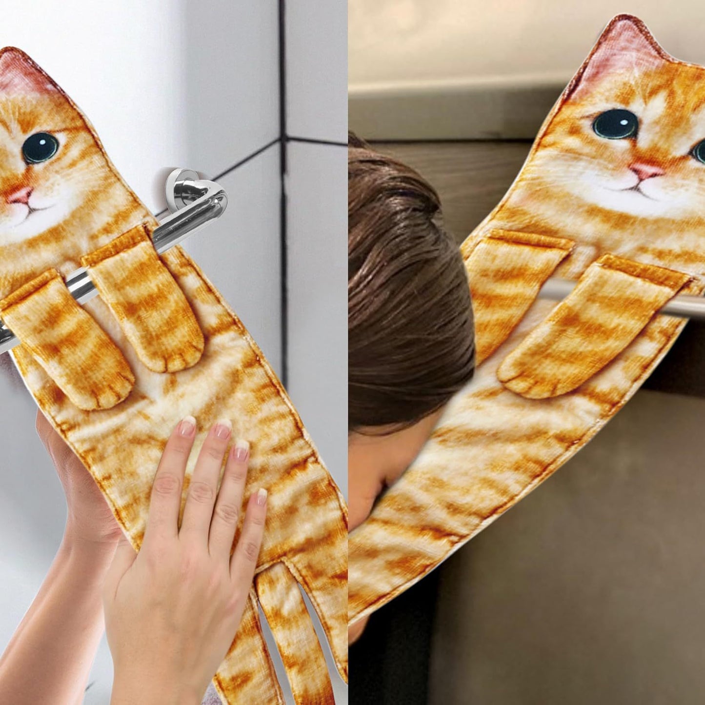 Funny Cat Hand Towels ForBathroom Kitchen Decor Towel