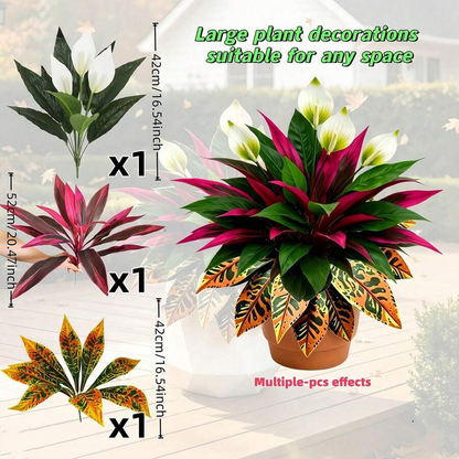🍁Autumn Sale 45% OFF🍂Autumn Red & White Contrast Artificial Plants, Realistic Faux Autumn Greenery, Decorative Artificial Shrub