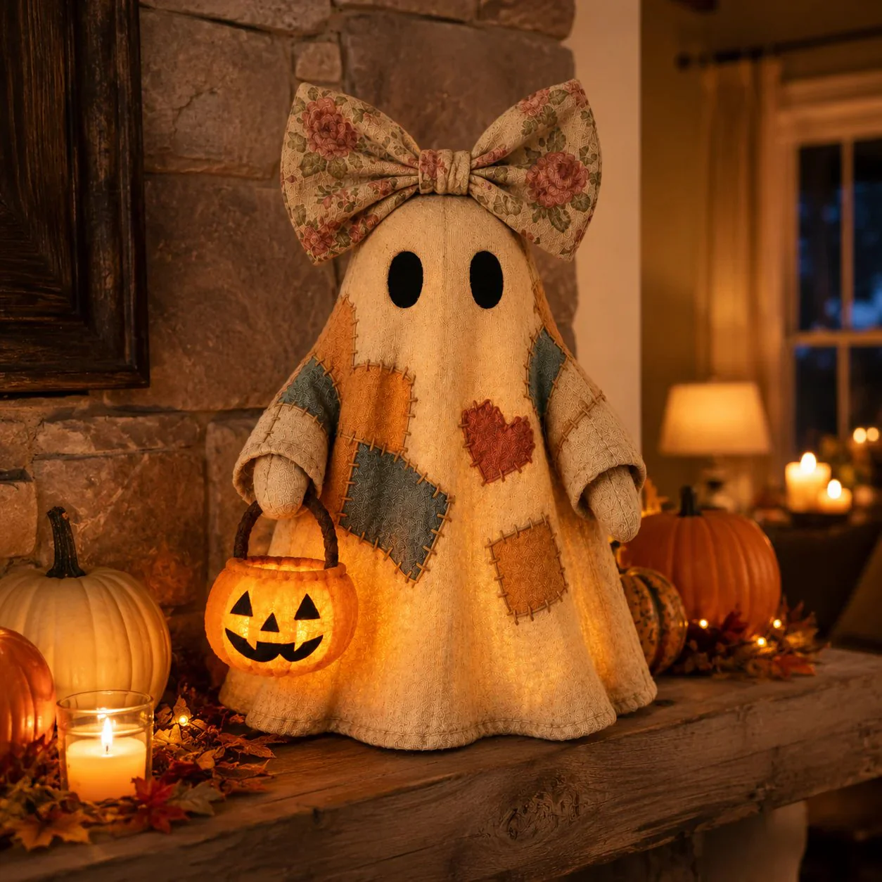 【Halloween Gifts】Resin Vintage Patchwork Glowing Ghost Decor