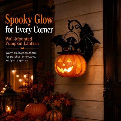 Bat Hat Pumpkin Wall Lamp