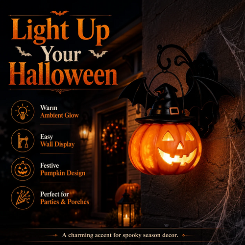 Bat Hat Pumpkin Wall Lamp