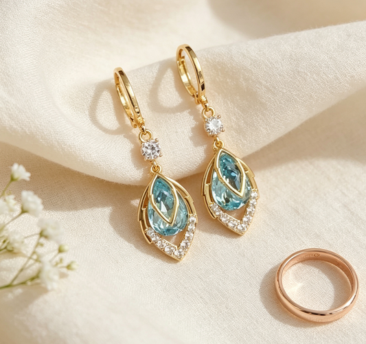 Sky Blue Drop Dangle Hoop Earrings