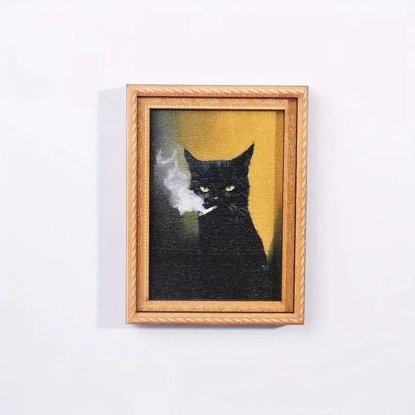 Funny Cat Fridge Magnet - Vintage Art Frame