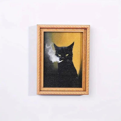 Funny Cat Fridge Magnet - Vintage Art Frame