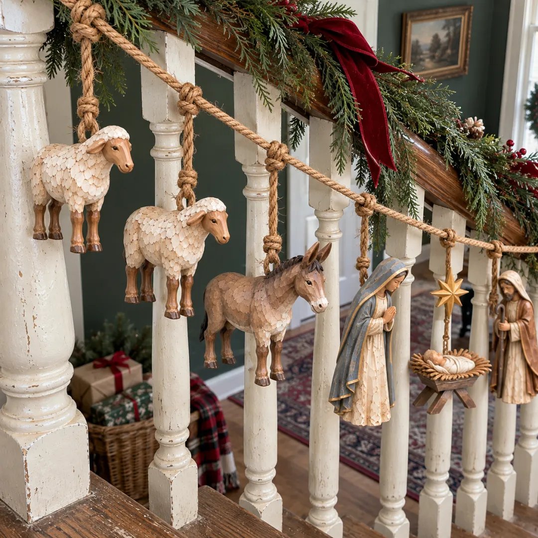 ✝️🎄Handcrafted Wooden Nativity Garland