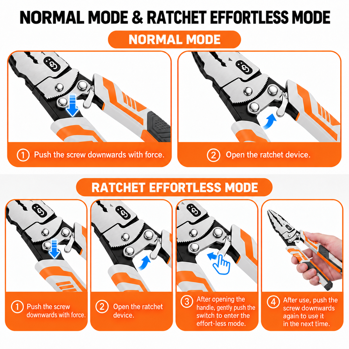 🔧 Self-Locking Ratchet Pliers – Secure Grip, Less Effort
