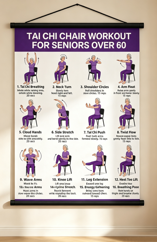 Tai Chi Chair Workout Chart For Seniors (16 X 24 Inches)