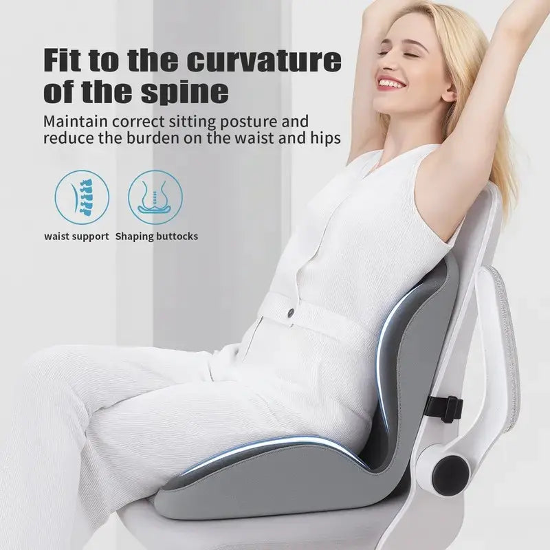 ✨Sit More Comfortably — Ergonomic Memory Foam Seat & Lumbar Support Cushion