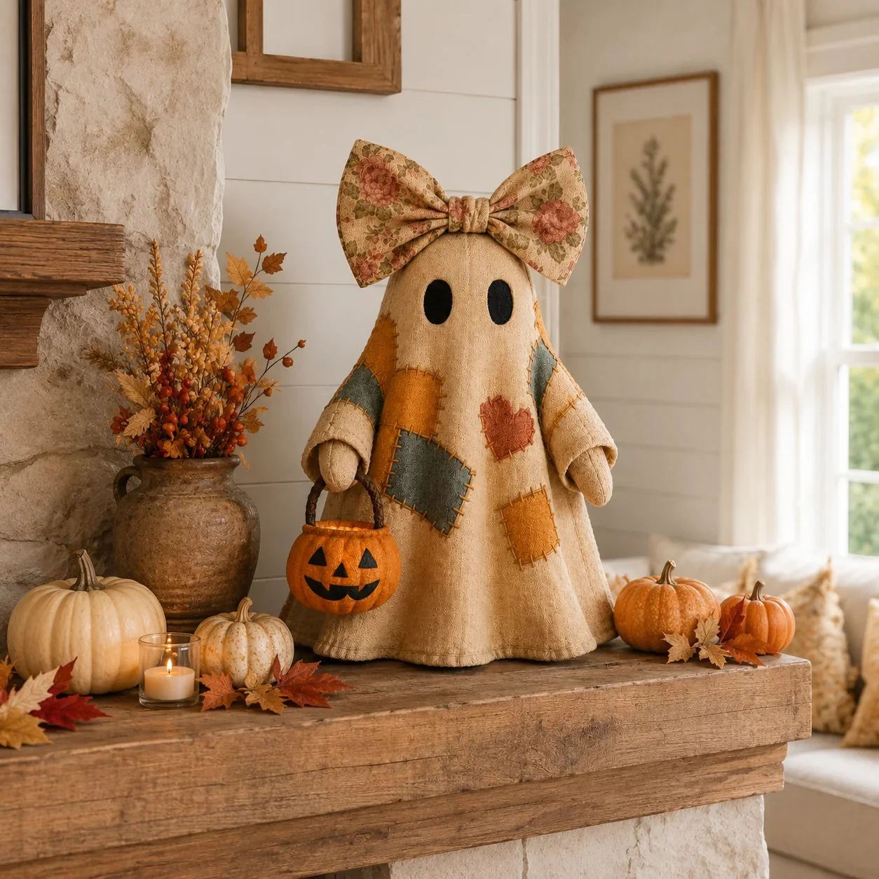 【Halloween Gifts】Resin Vintage Patchwork Glowing Ghost Decor