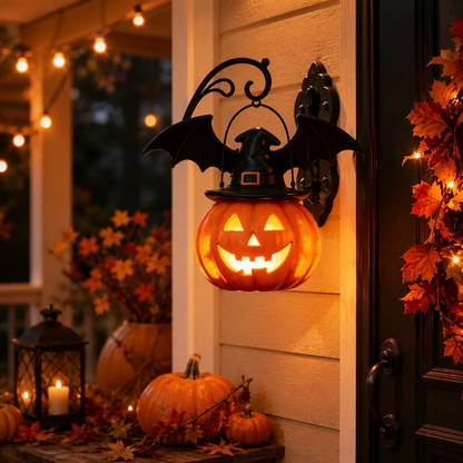 Bat Hat Pumpkin Wall Lamp