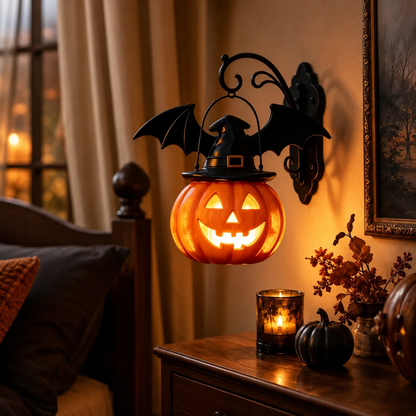 Bat Hat Pumpkin Wall Lamp