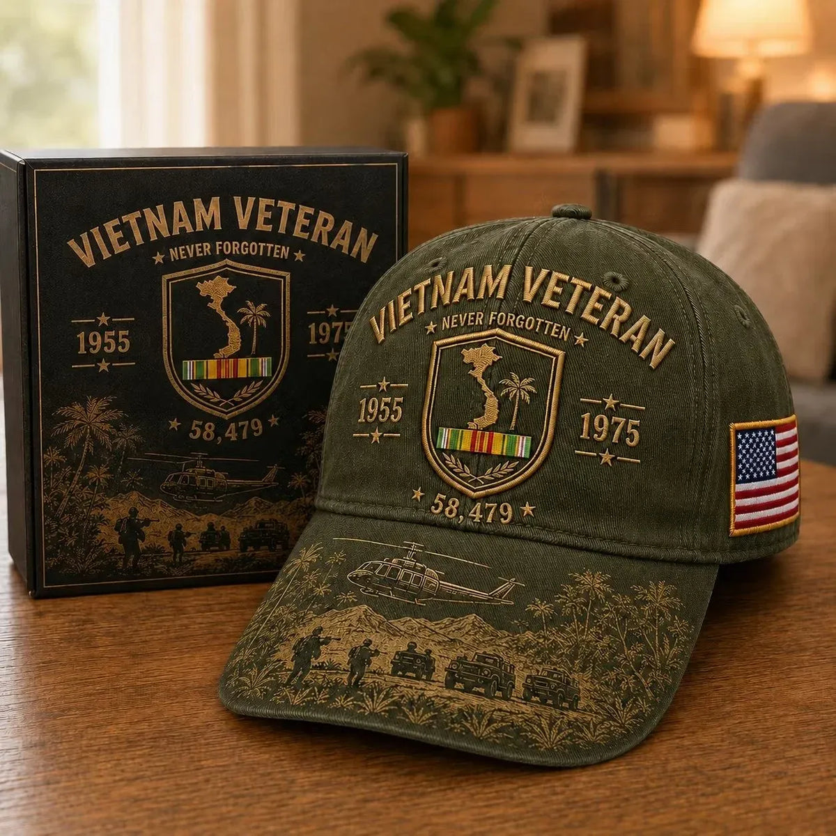 ⭐️Vietnam Veteran Never Forgotten 1955–1975 Commemorative Cap 🇺🇸