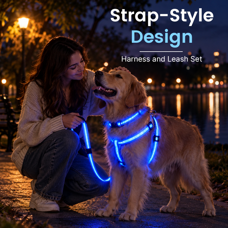 🐶✨ Glow & Go | LED Dog Harness & Leash Set
