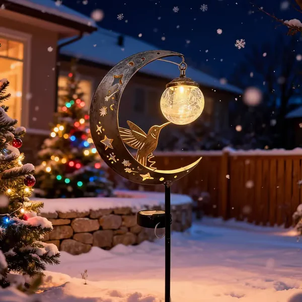 Hummingbird Moon Solar Garden Stake Light