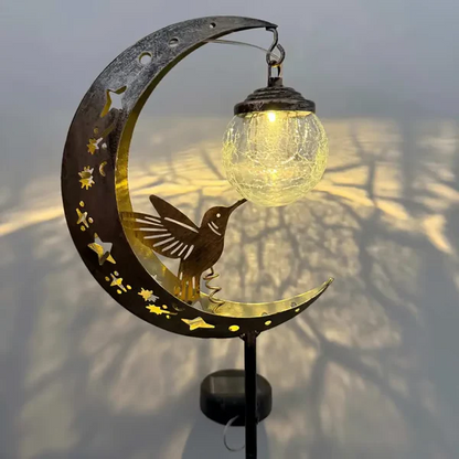 Hummingbird Moon Solar Garden Stake Light
