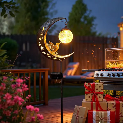 Hummingbird Moon Solar Garden Stake Light