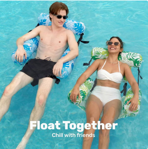 Inflatable Pool Hammock Chair, Foldable Water Floating Lounge Bed for Adults, Multi-Use Pool Float Sofa