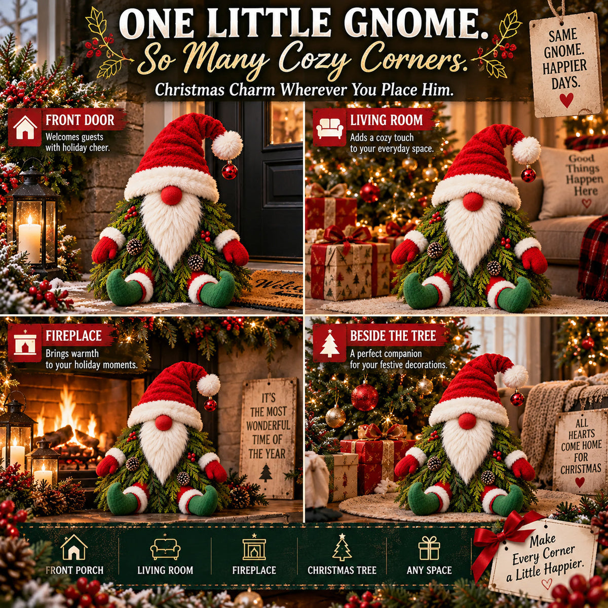 🎅 Who Says Gnomes Can't Be Christmas Trees? 🎄 – Adorable Christmas Gnome Porch Decoration