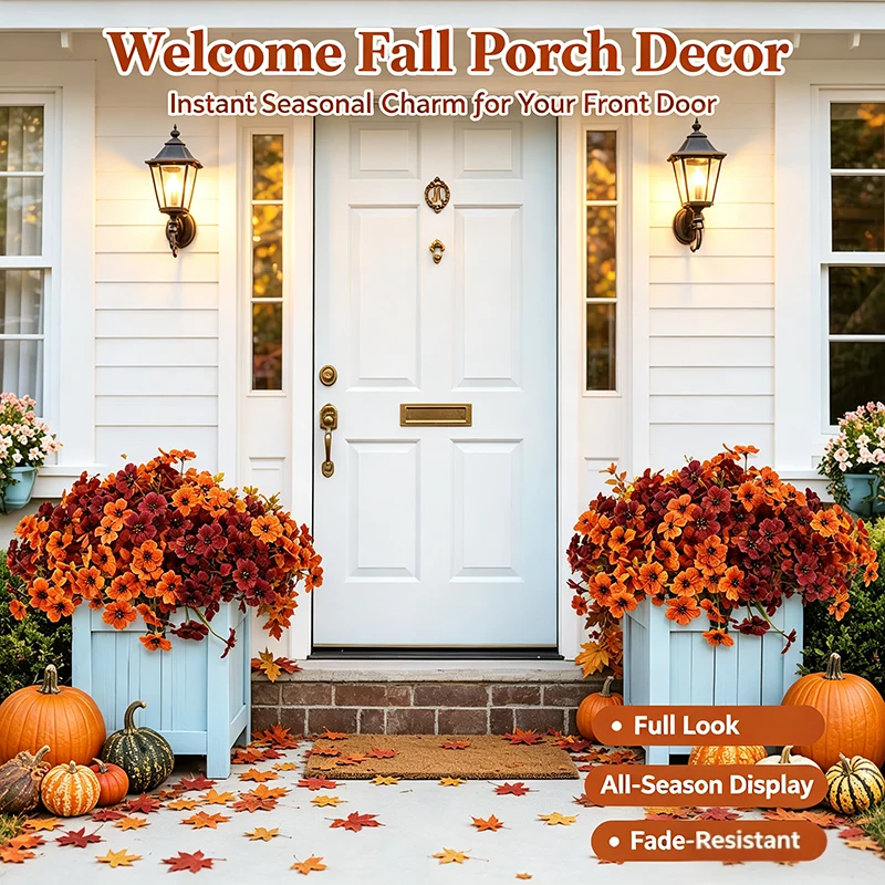 Fall Artificial Flower Halloween, UV Resistant Colorful Fake Flower