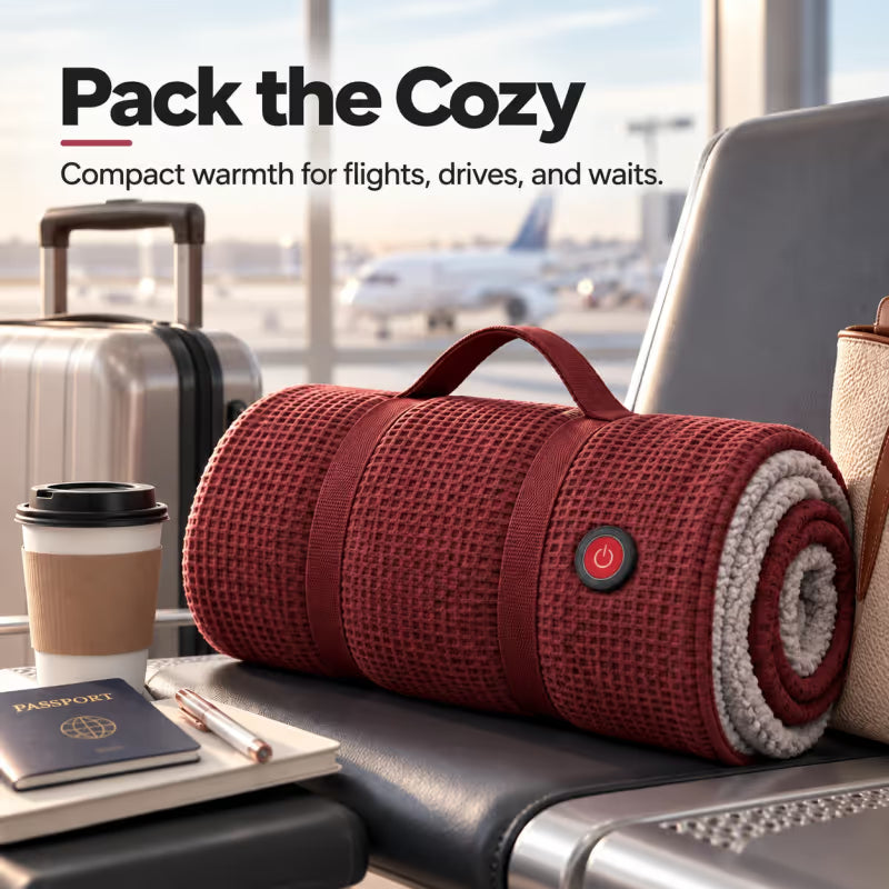🔥🔥🔥8-Zone Heated Blanket & Wearable Shawl – 3 Heat Levels, USB Powered
