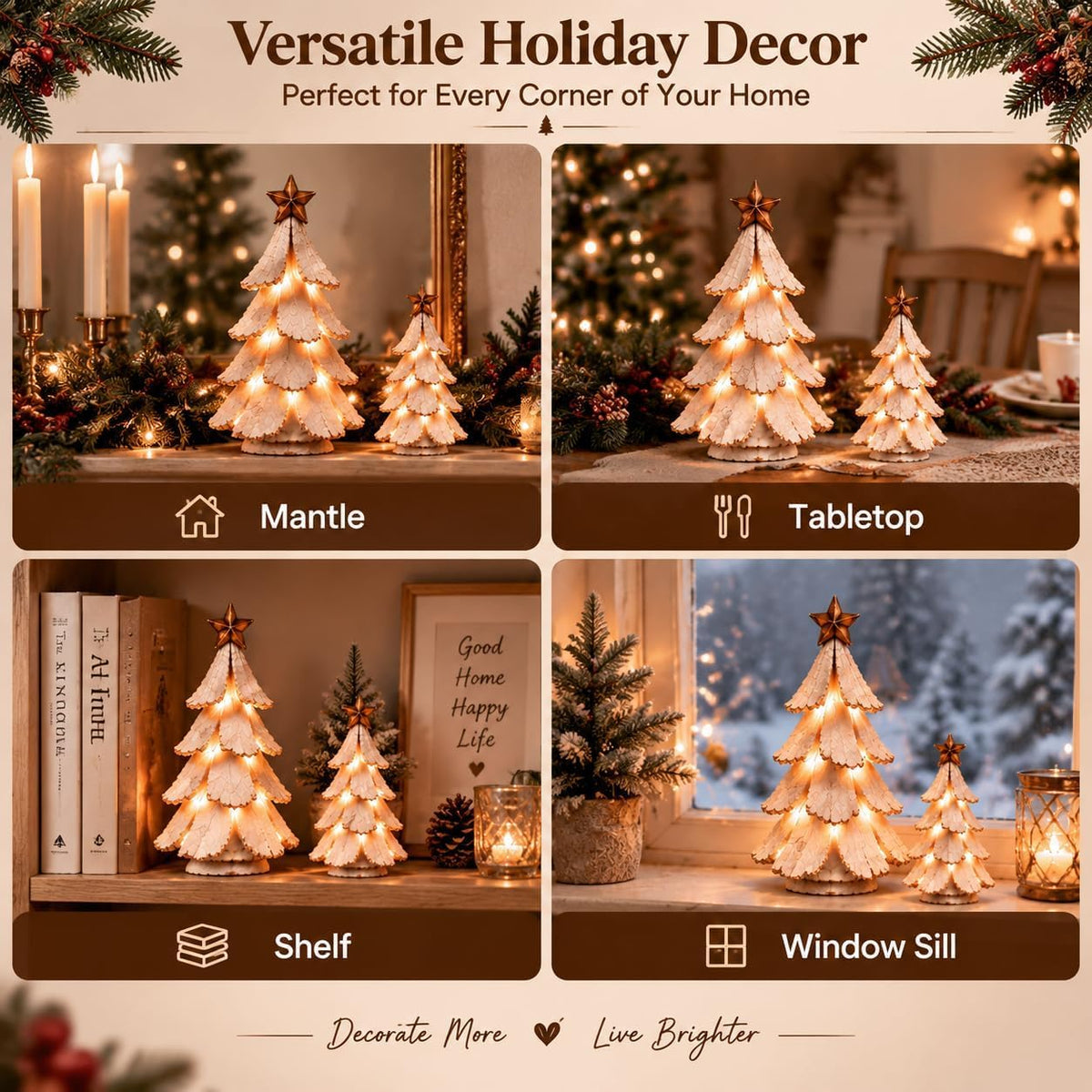 Vintage Lighted Christmas Tree Figurine for Mantels and Shelves