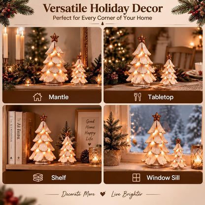 Vintage Lighted Christmas Tree Figurine for Mantels and Shelves