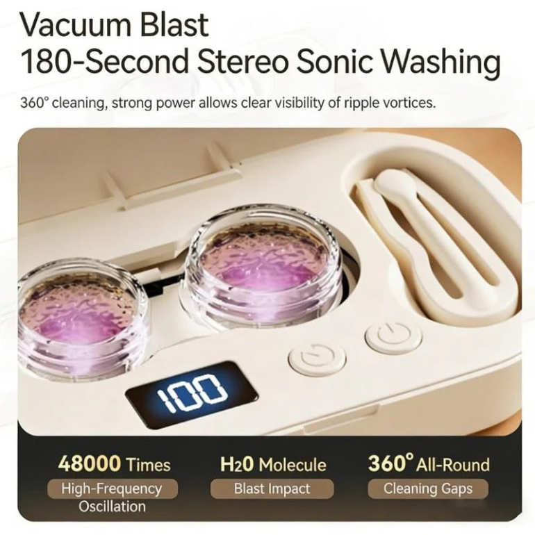 The Rechargeable Ultrasonic Cleaner-Clear Lenses In Minutes!