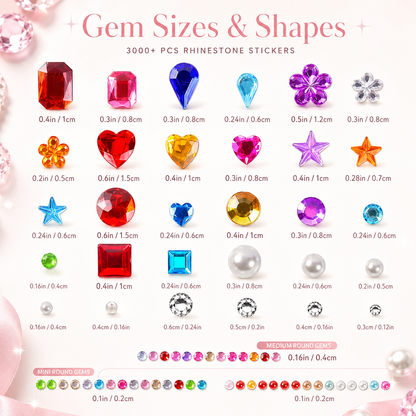 ✨ 3,500-Piece Rhinestone Sticker Kit – 12 Sheets of Sparkling 3D Gem & Pearl Stickers💎