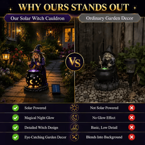 Halloween Witch Glowing Cauldron Solar Light