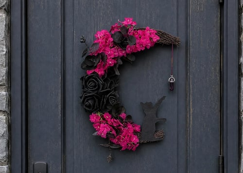 Handmade Halloween Cat Wreath