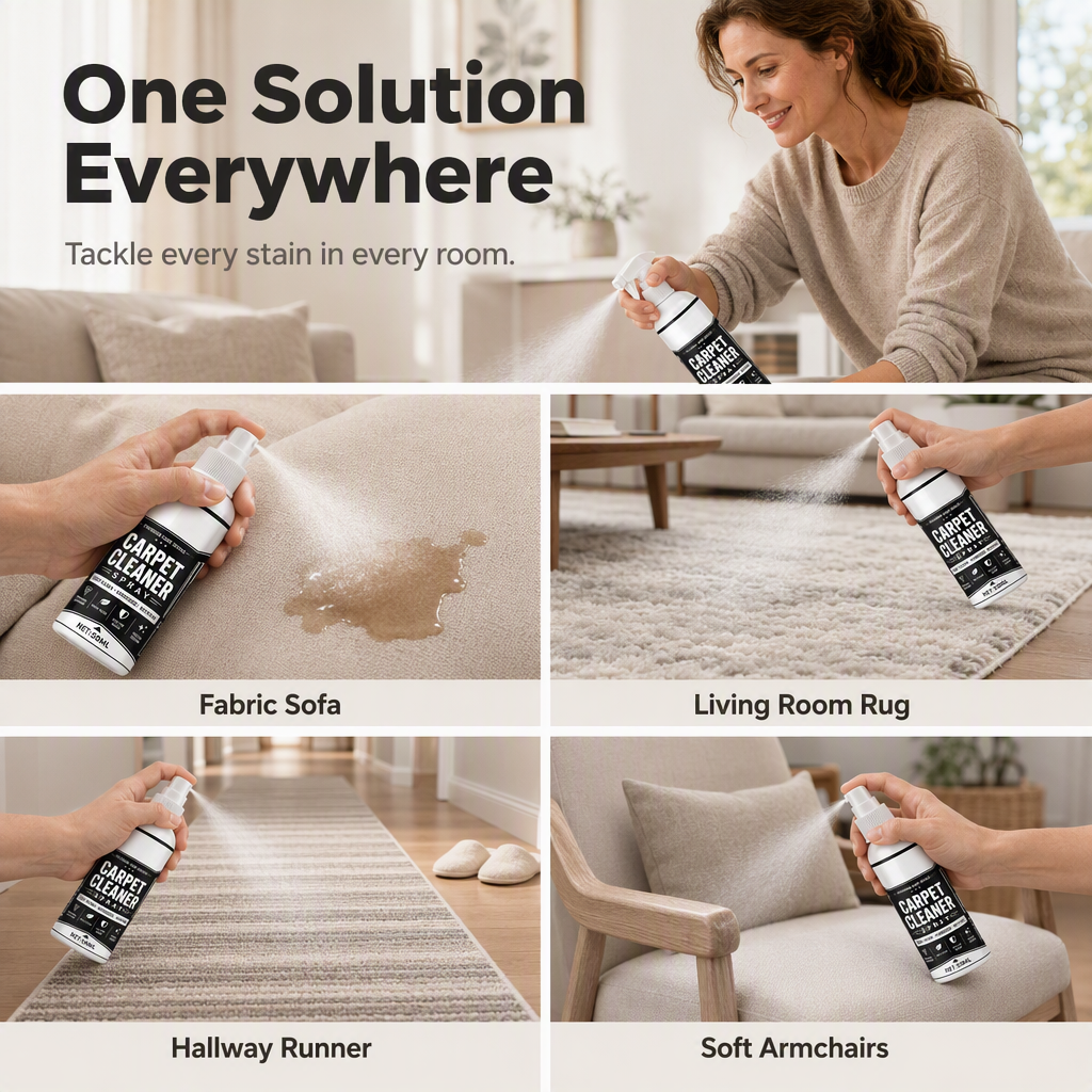 📢📢50% OFF!!🧼✨ Deep-cleaning carpet spray – removes stubborn stains and neutralizes odors instantly!
