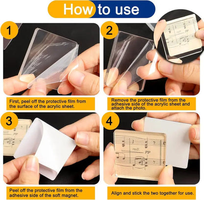 10-Pcs Magnetic Clear Acrylic Photo Frames DIY Fridge Magnets