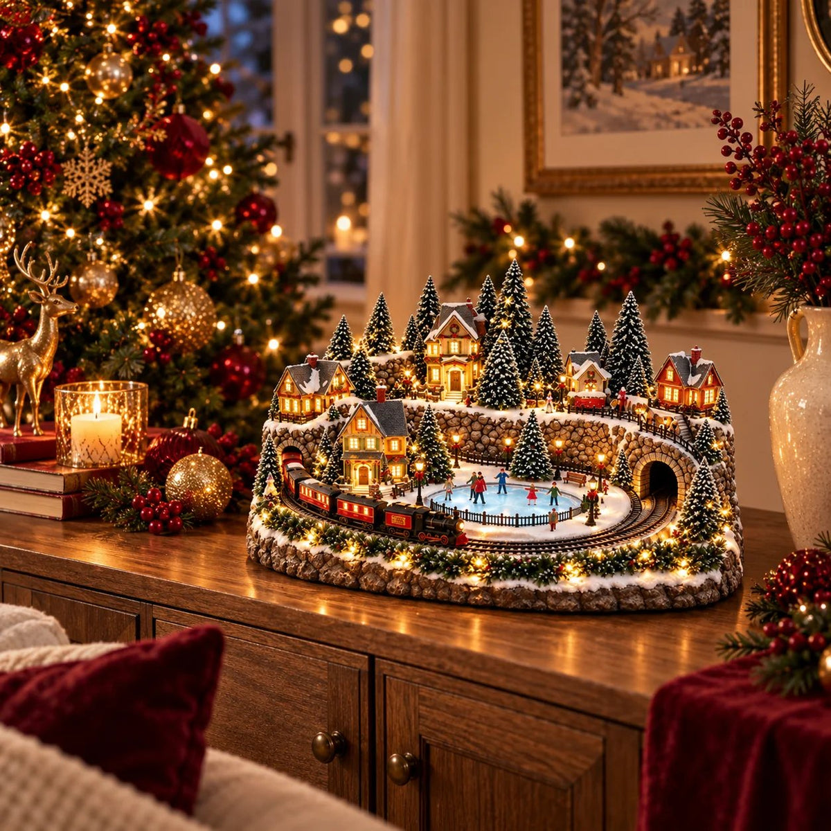 🎄 Lighted & Animated Christmas Village Collection – Magical Moving Holiday Display ✨