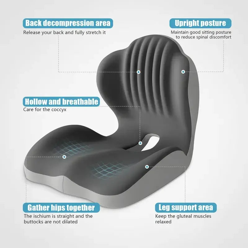 ✨Sit More Comfortably — Ergonomic Memory Foam Seat & Lumbar Support Cushion