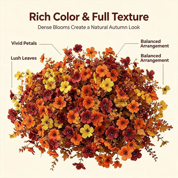 Fall Artificial Flower Halloween 12pcs, UV Resistant Colorful Fake Flower