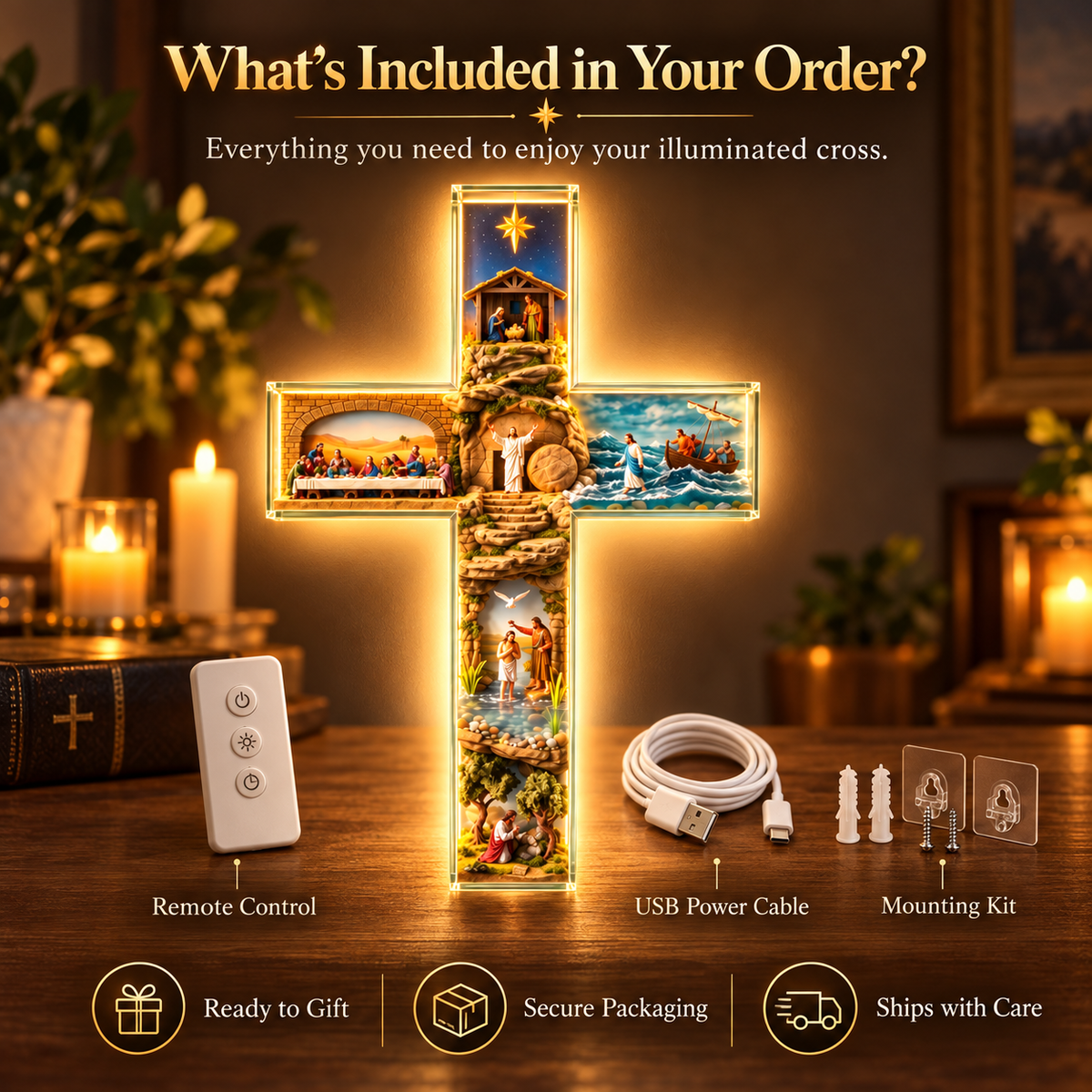 ✝️🎁The Vigil Cross™ – Illuminated Biblical Story Wall Cross
